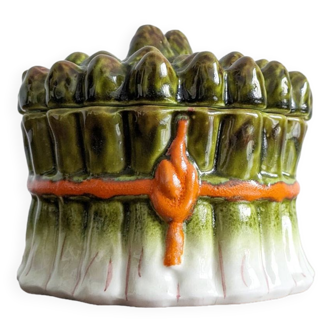 Vintage asparagus tableware sauce container, Italian majolica