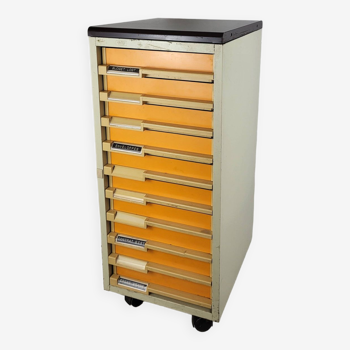 Valrex filing cabinet on vintage casters