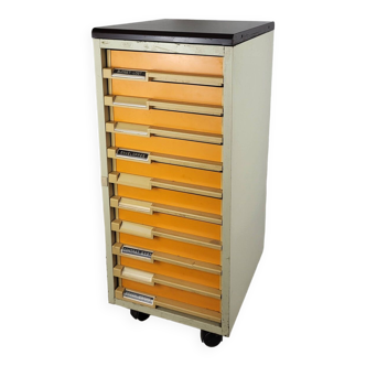 Valrex filing cabinet on vintage casters