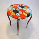 Vintage stool, new wax fabric