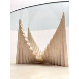 Vintage sculptural travertine table, italy 1970s