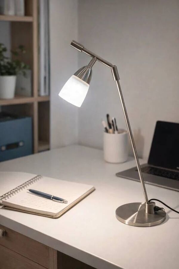 Lampe articulée en métal et verre dépoli vintage année 70