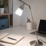 Vintage 1970s metal and frosted glass articulated lamp.