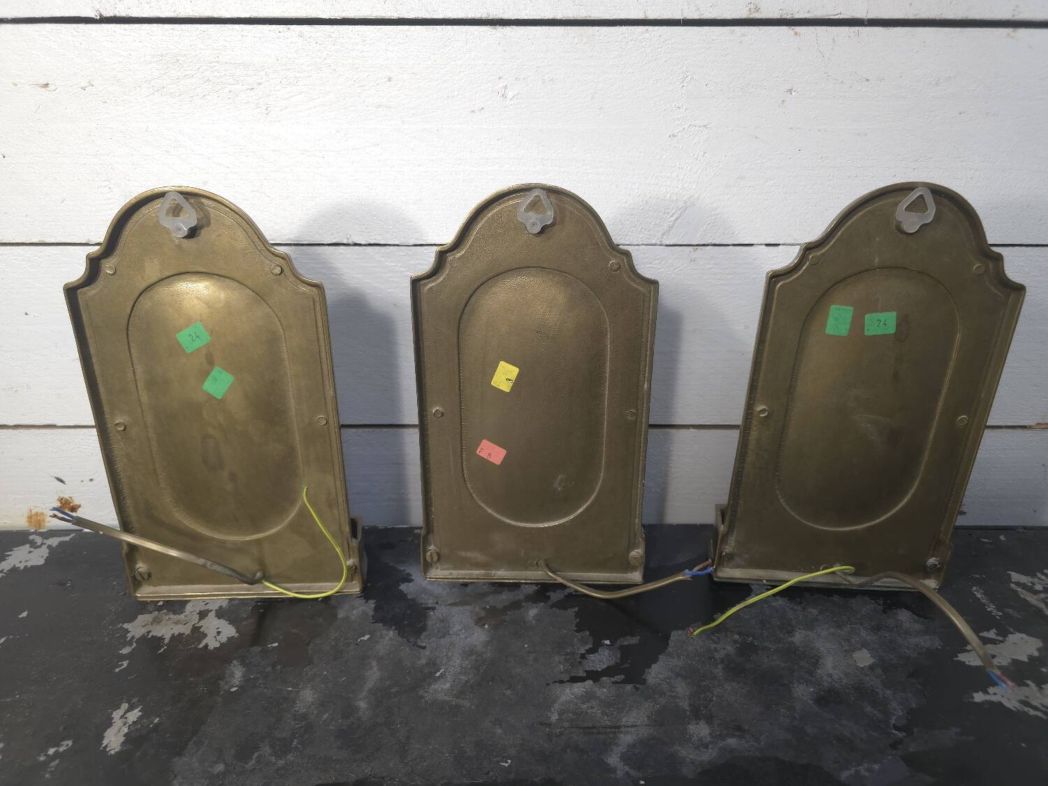 Vintage brass wall lights x 3