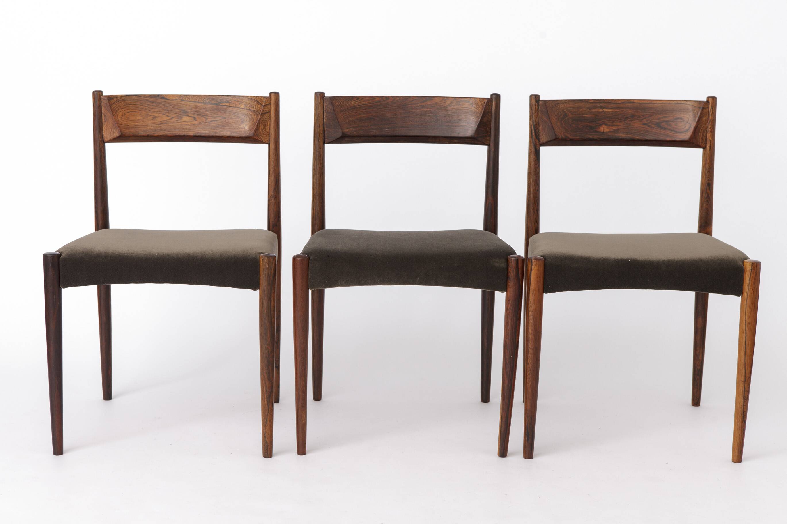 Set of 3 Vintage Rosewood Dining Chairs, 1960s Mid Century Modern Chairs