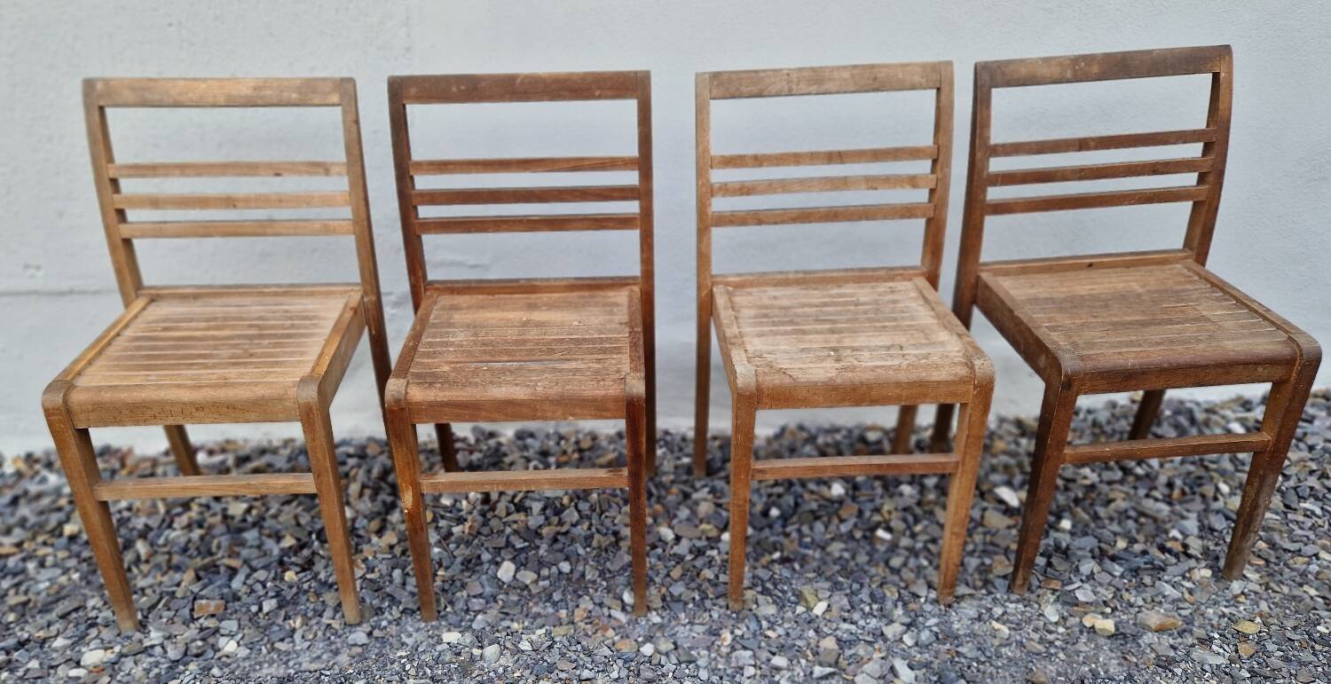 Set de 4 chaises  de sinistrés René Gabriel