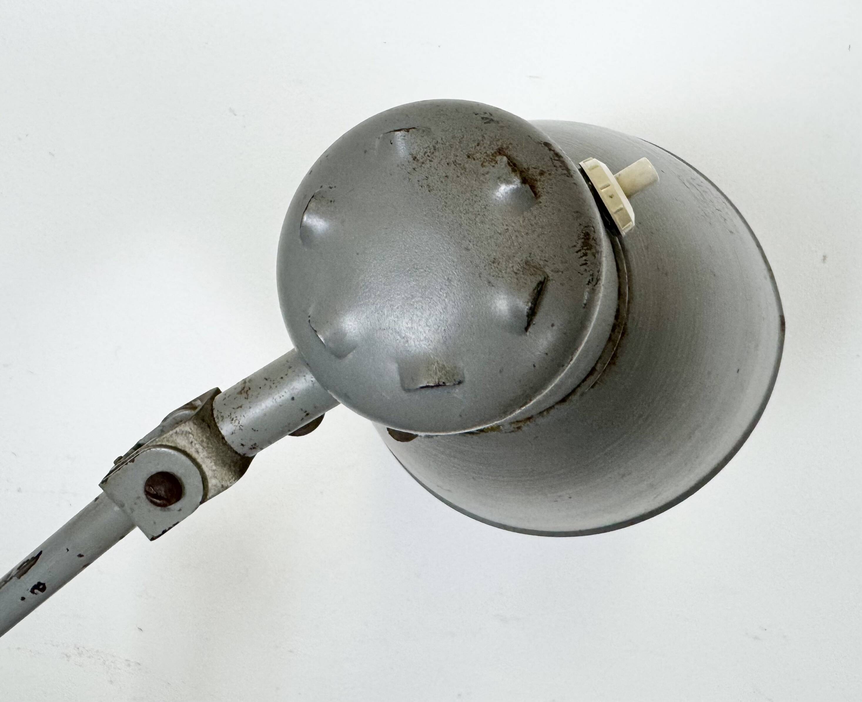 Large Grey Industrial Workshop Table Lamp, 1960s
