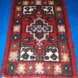 Vintage persian hamadan handmade carpet 1.3' x 1.9' (40cm x 59cm) 1970s, 1c762