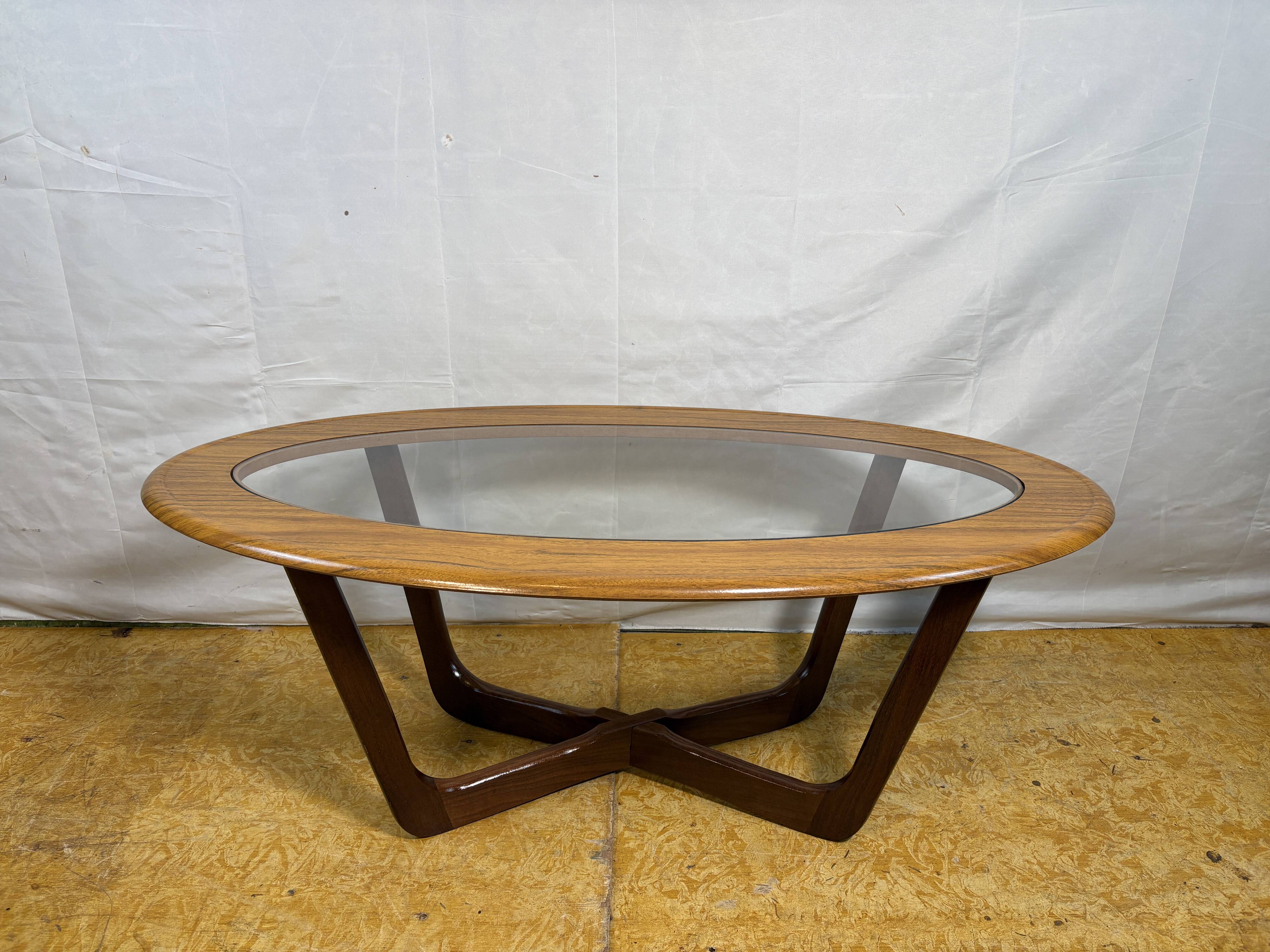 Mid-Century Retro Vintage Coffee Table by Schreiber   Formica Top • Glass D