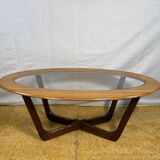 Mid-Century Retro Vintage Coffee Table by Schreiber   Formica Top • Glass D