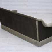 1970s, Danish 3-seater sofa, green furniture velour, beech wood.