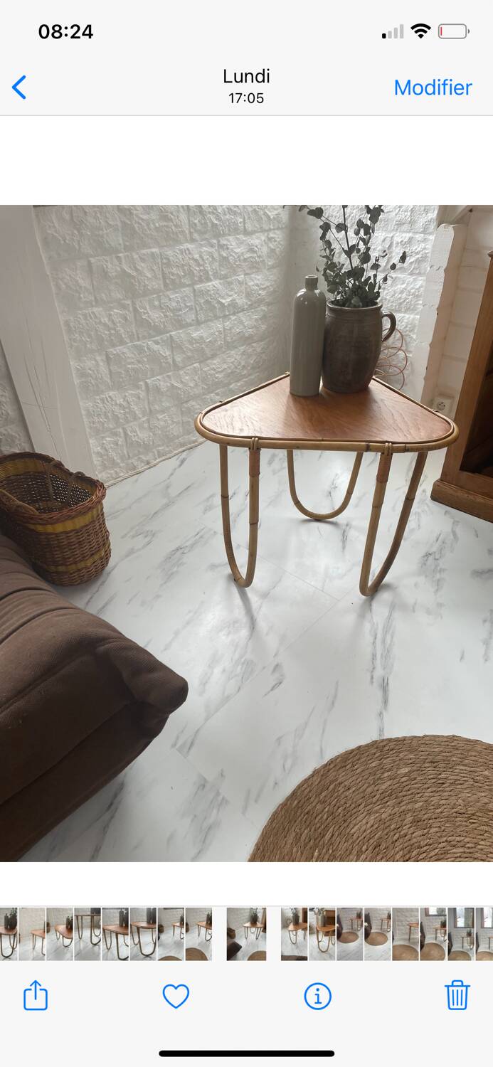 Small banbou tripod table from the 70s