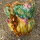 Antique cache-pot in majolica with floral decoration – Turquoise interior