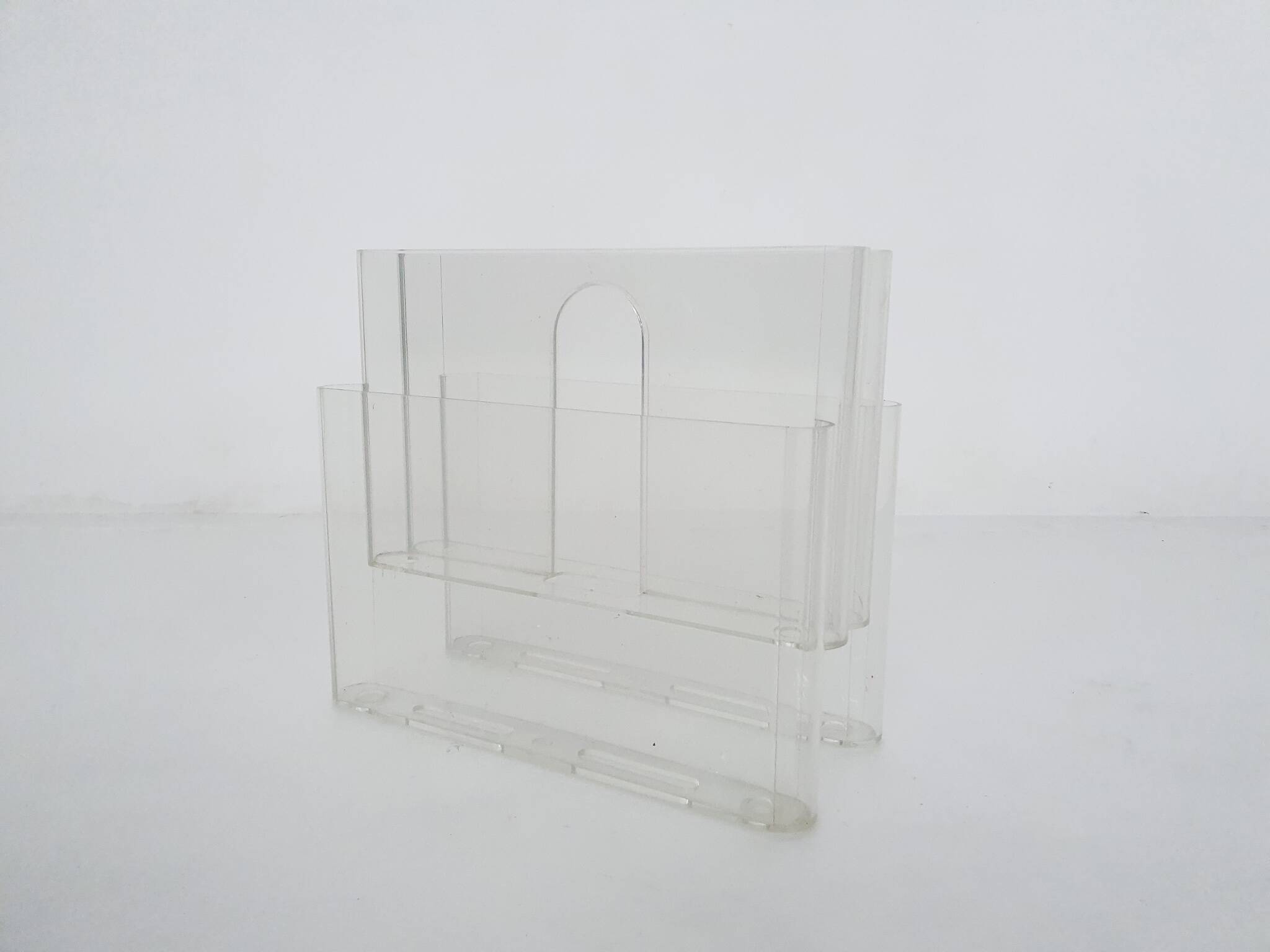 Transparent Giotto Stoppino for Kartell magazine stand, Italy 1960's