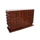 Italian Brutalist Hand-Carved Oak Wood Sideboard with Sculptural Studded Do