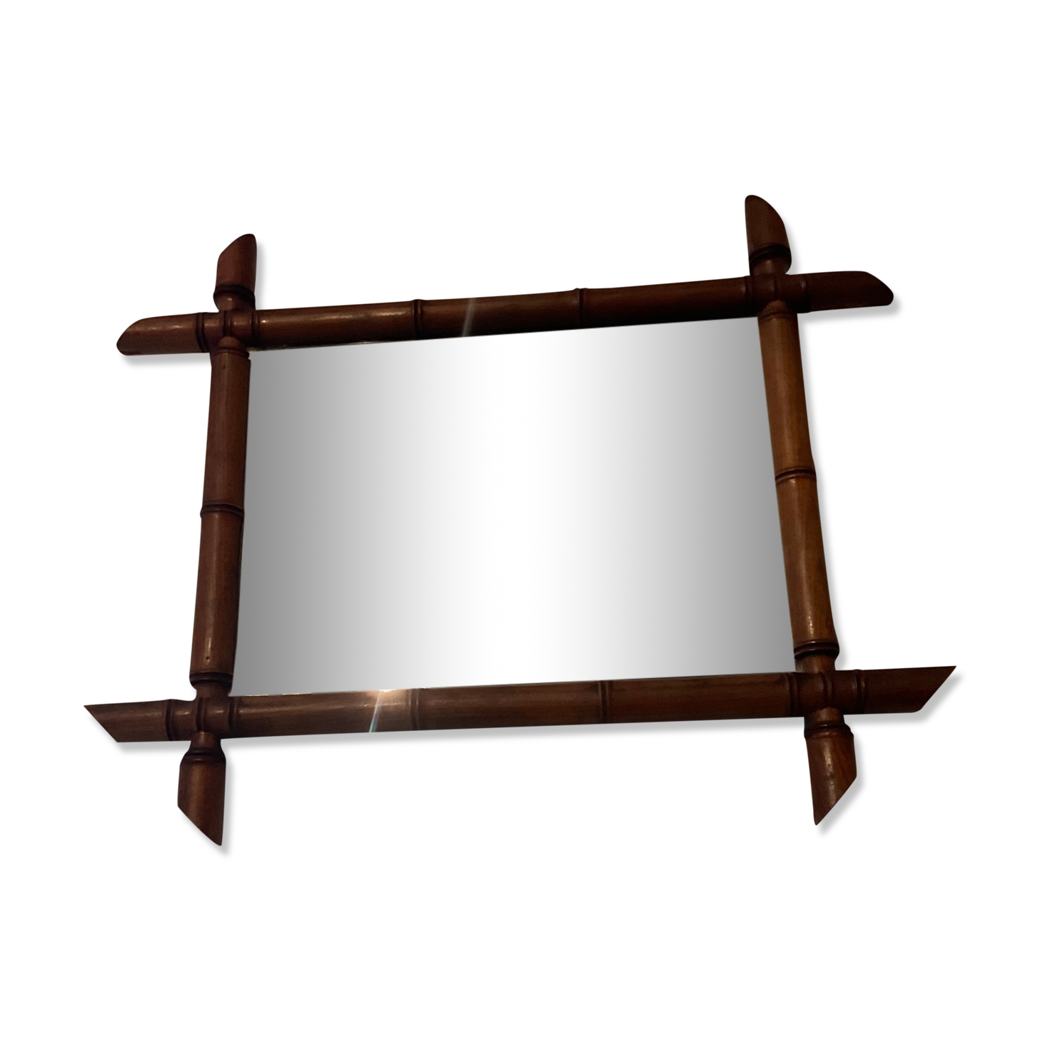 Rattan bamboo mirror from the 50s-60s