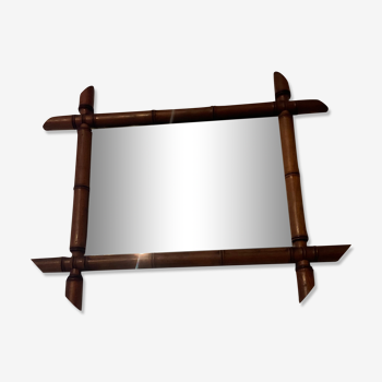 Rattan bamboo mirror from the 50s-60s