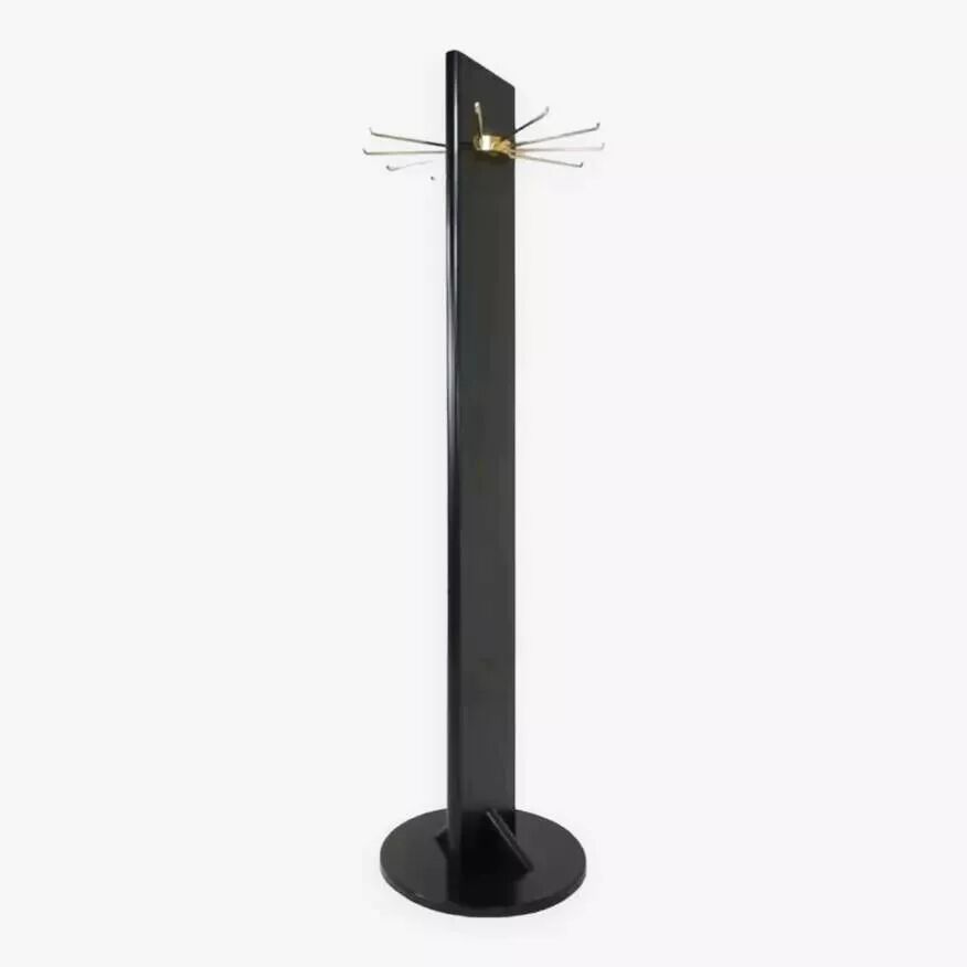 Swivel coat rack in black lacquered wood and brass