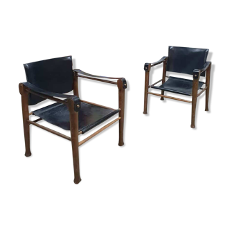 Set of 2 safari armchairs