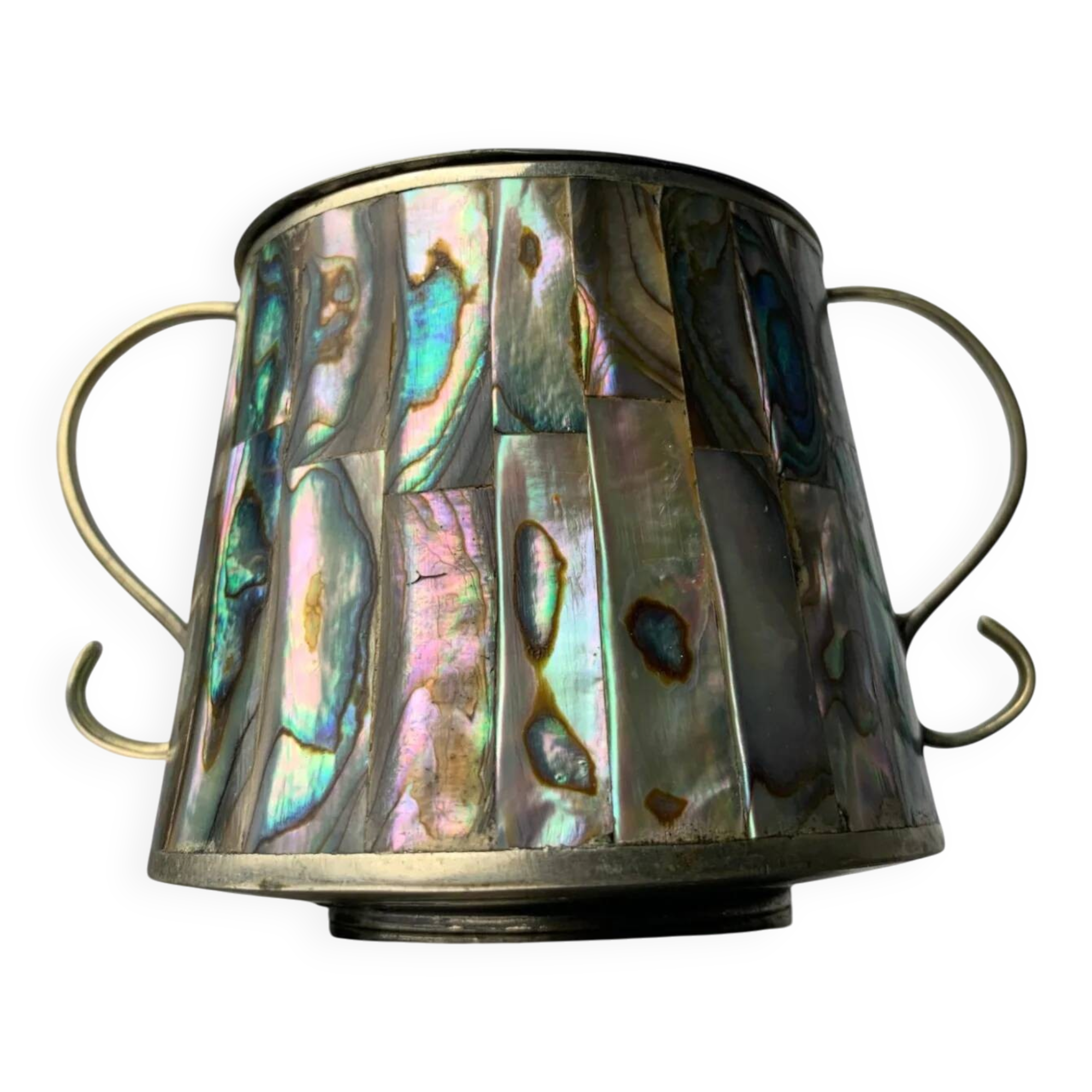 Abalone shell & alpaca jar, Mexico, 1980s