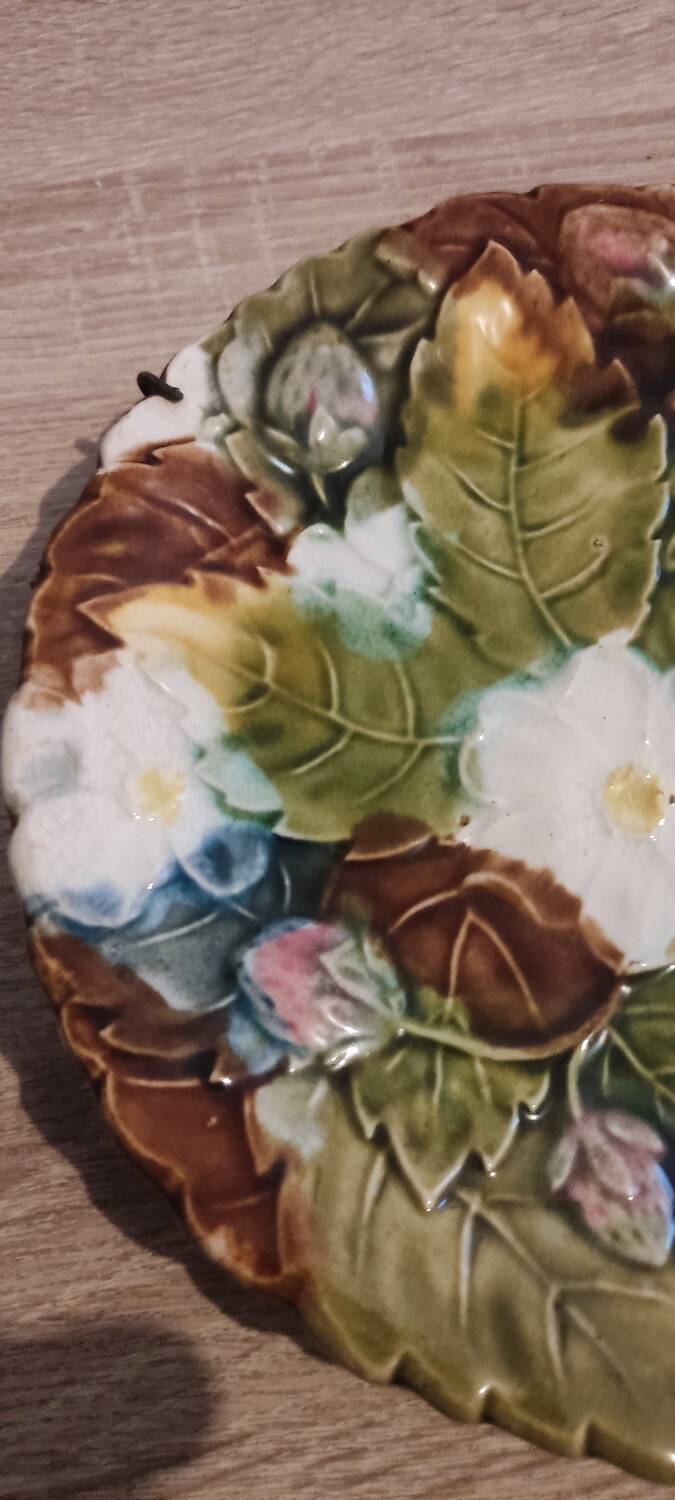 Ceramic Majolica Barbotine Plate