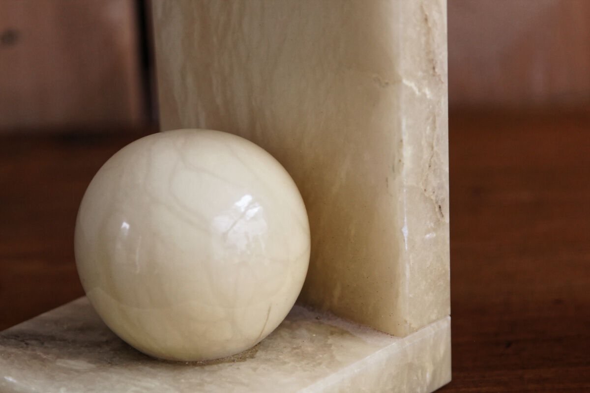 Pair of marble art deco book ends