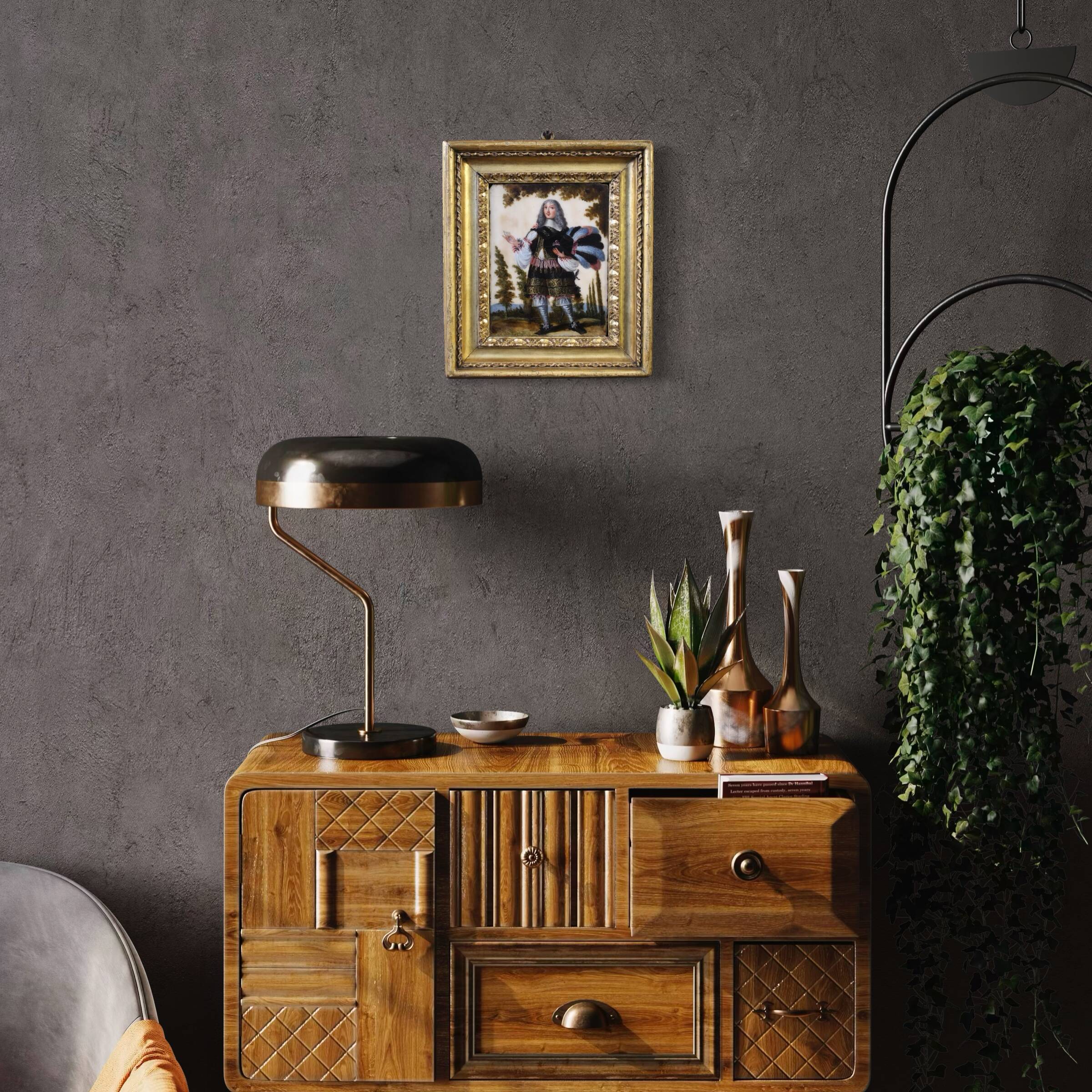 Antique 17th century marble painting, portrait of a South American nobleman