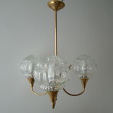 Chandelier 3 branches vintage bubbled globes