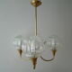 Lustre 3 branches vintage globes bullés