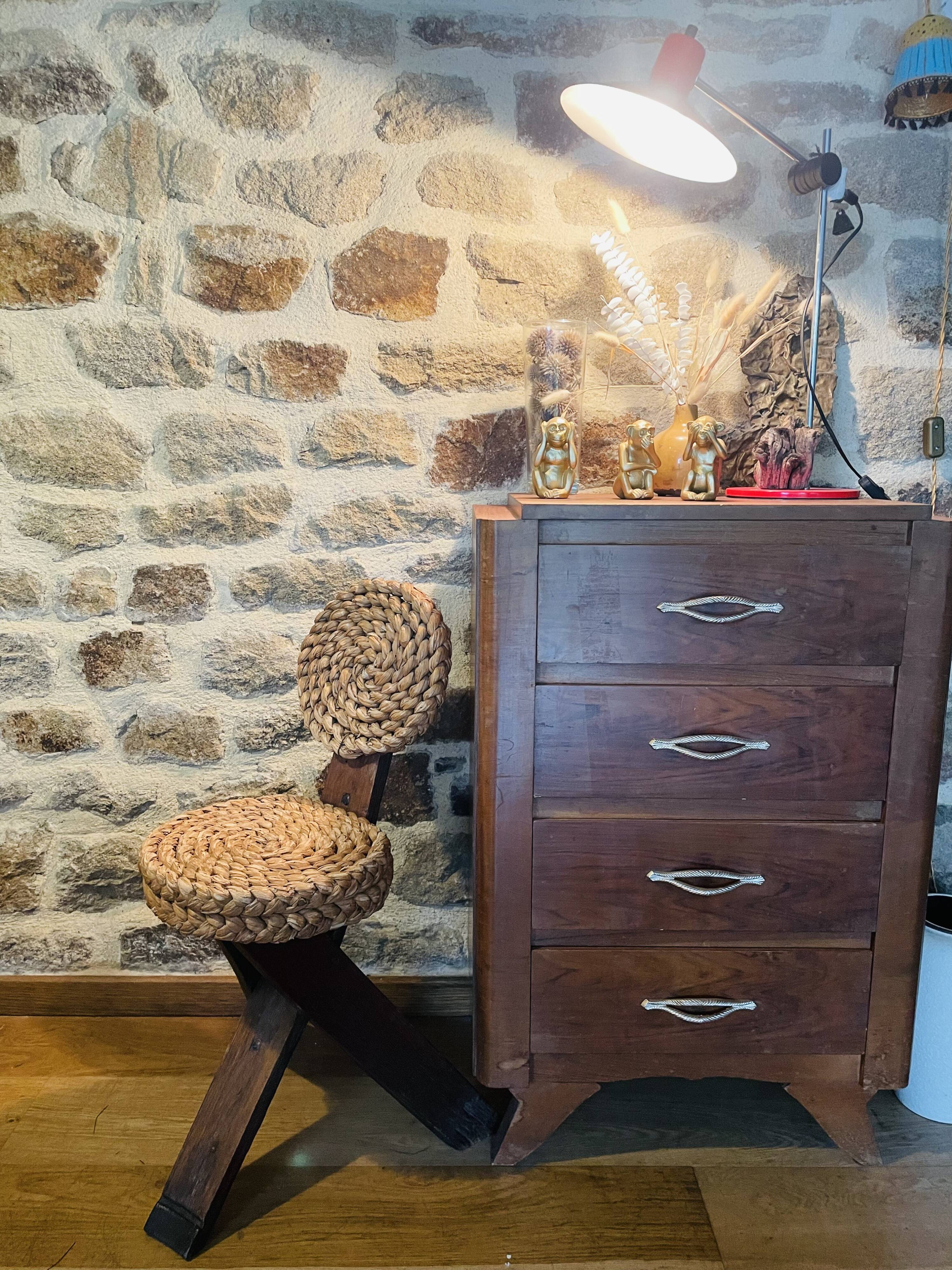 raffia and wood chair