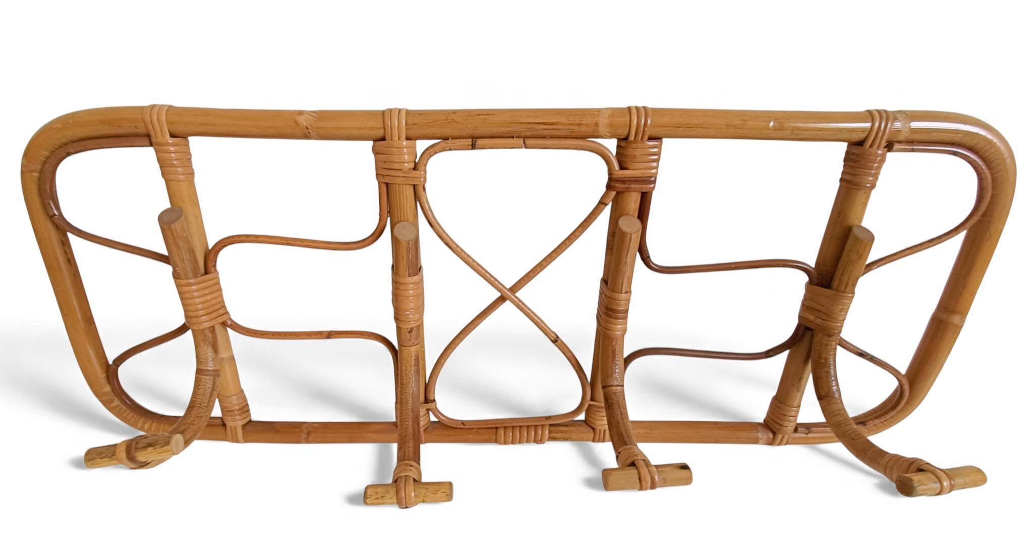 Mid-Century Extra-Large Bamboo & Rattan Coat Rack, Tito Agnoli Style