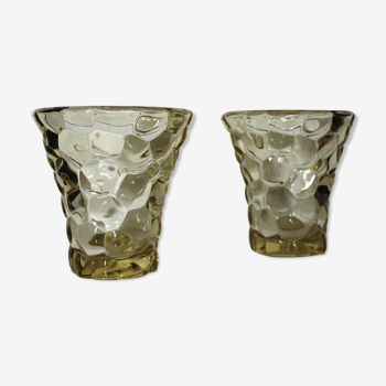 Pierre d'Avesn (1901 - 1990) pair of art deco "honeycomb" vase