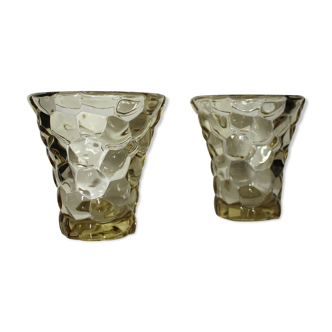 Pierre d'Avesn (1901 - 1990) pair of art deco "honeycomb" vase