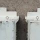 Pair of 2 old small solid wood display cabinets