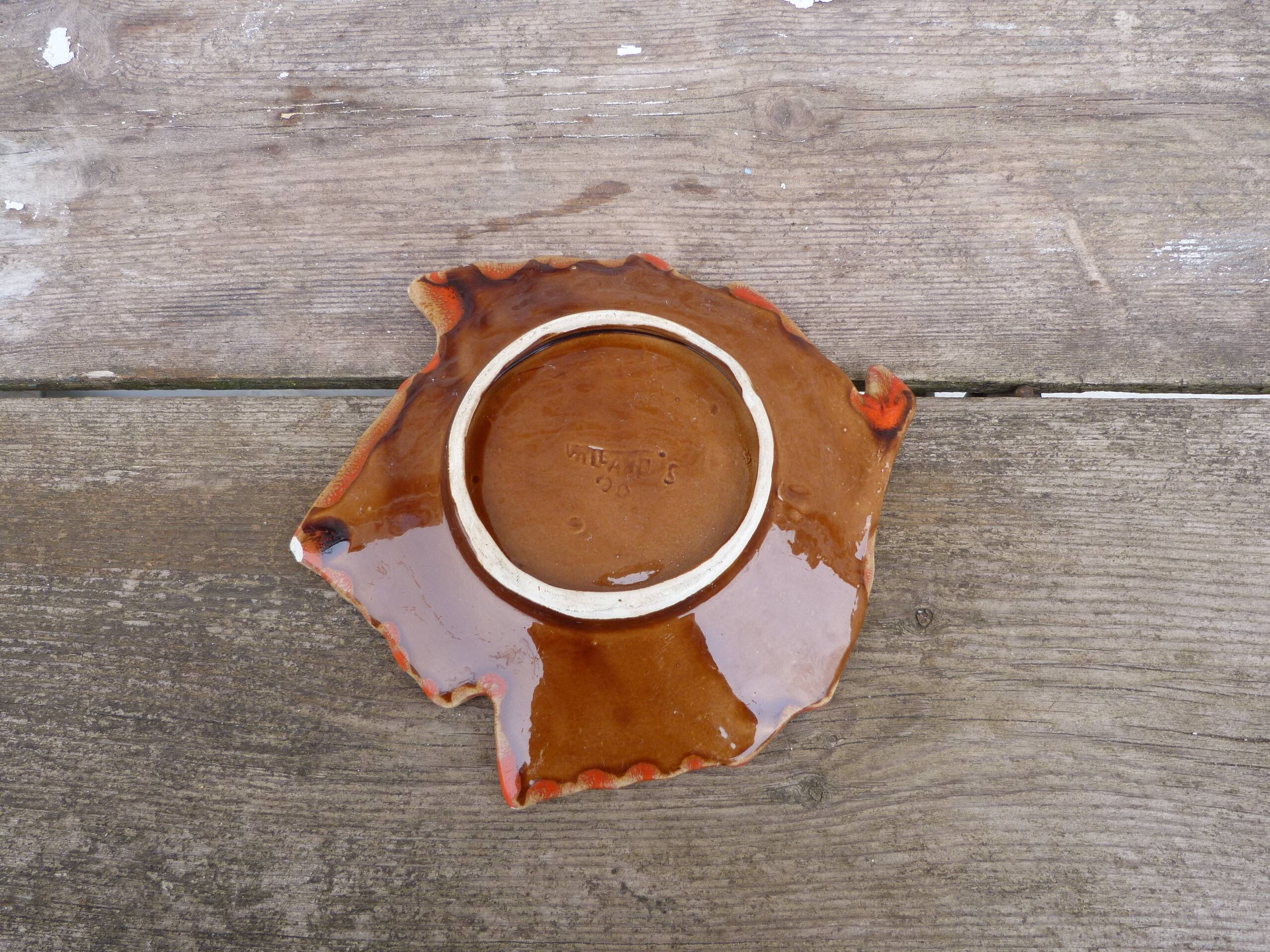 Vintage 1950 Vallauris flamed ceramic ashtray