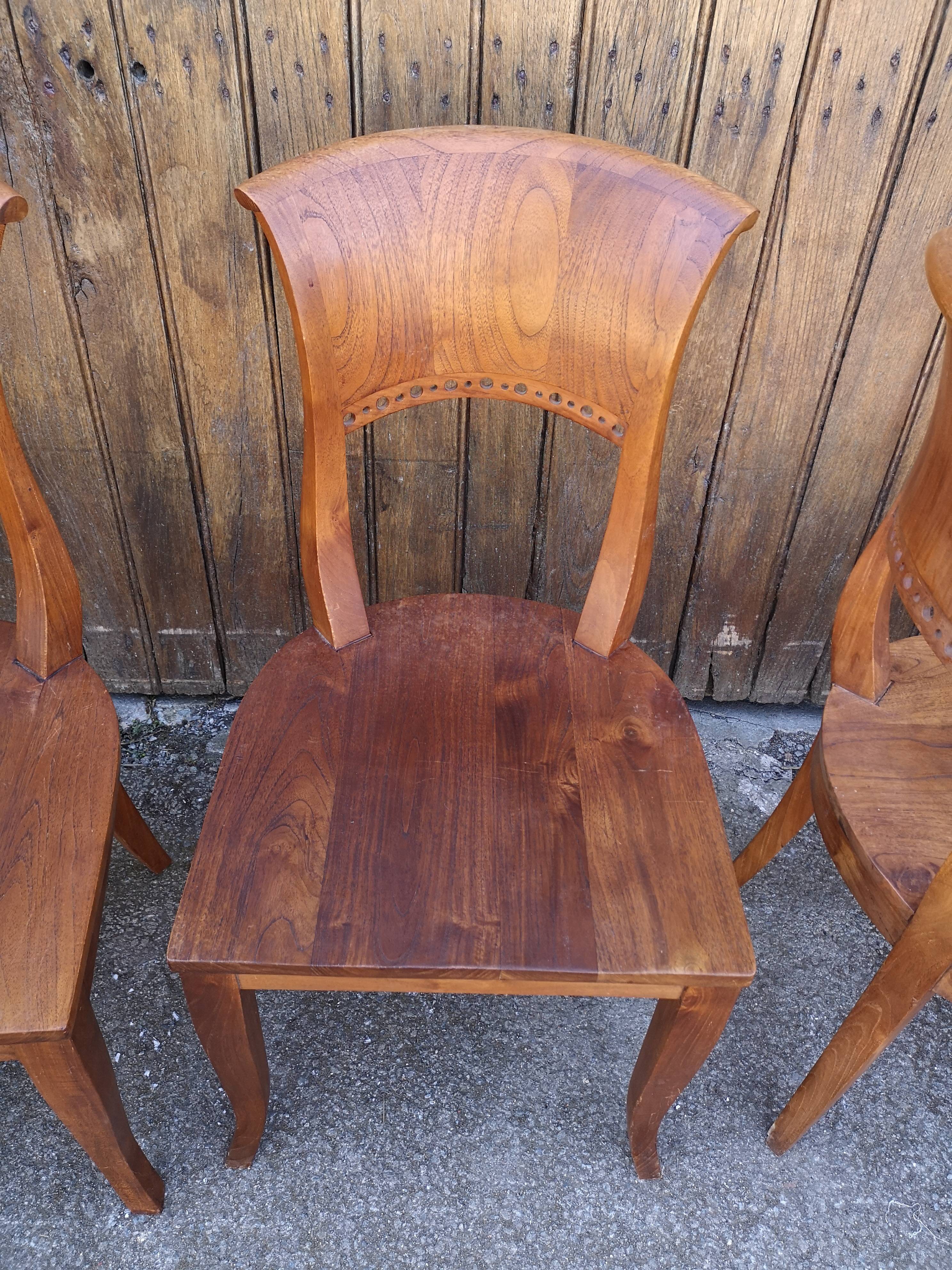 4 teak art deco style chairs