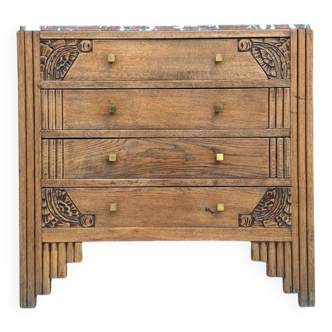Art Deco chest of drawers with marble top, vintage antique furniture