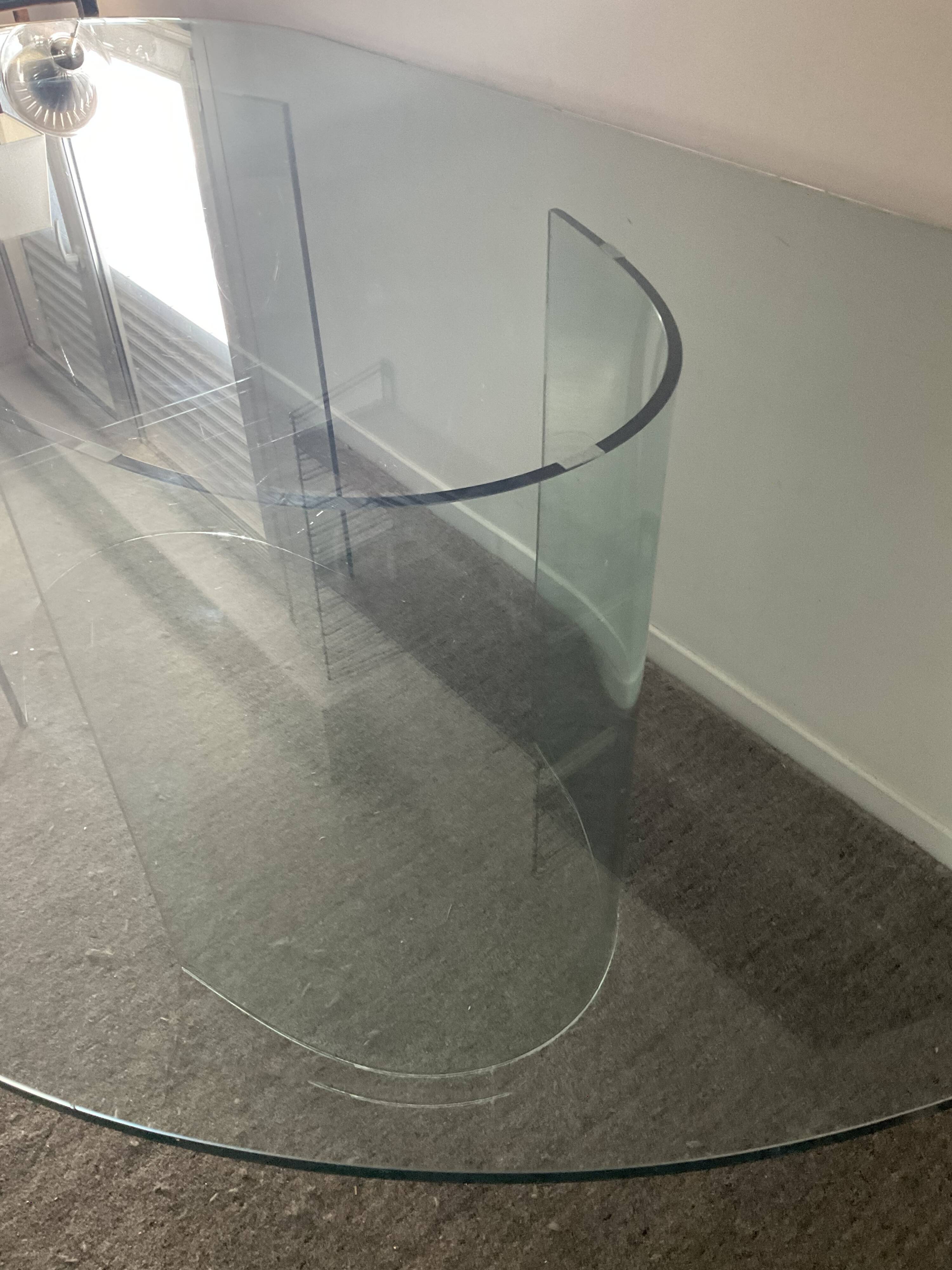 Vintage Sica Italy dining table in tempered glass
