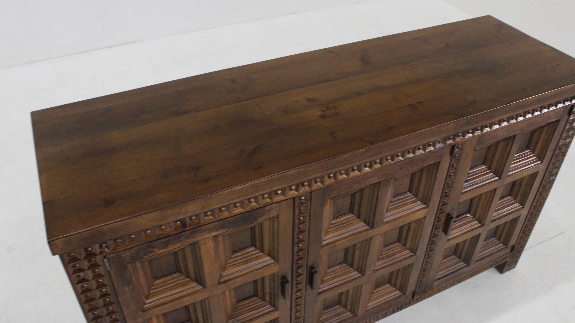 Vintage Spanish brutalist sideboard solid walnut wood 1960s