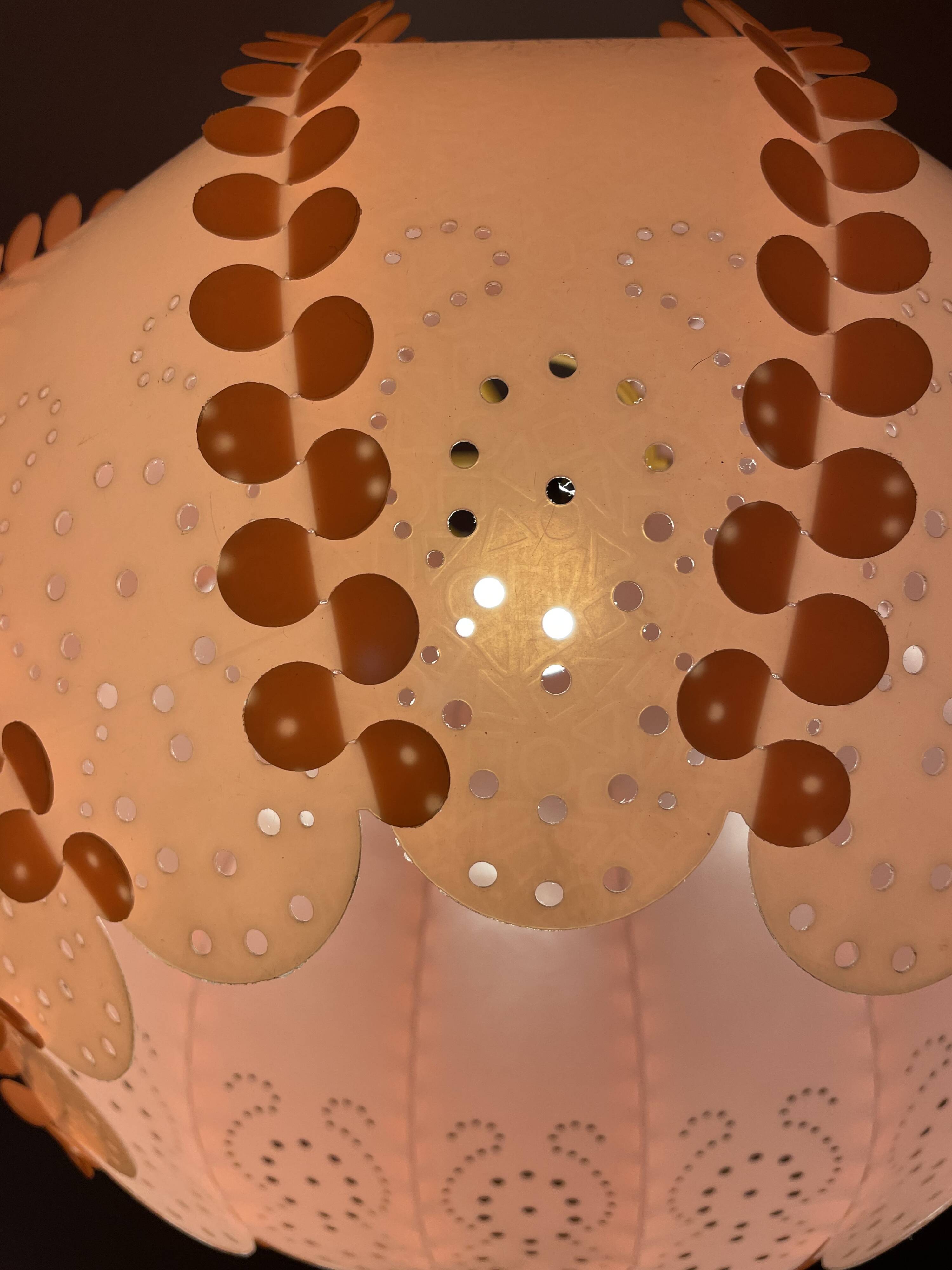 Large coral hanging pendant light Danish modern