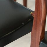 Series of 6 chairs in skai and teak