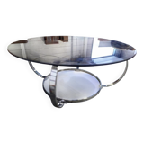 Table basse vintage chromée / table basse avec verre fumé