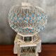 Old Bird Cage Hot Air Balloon Wood + Metal White Blue Vintage Deco