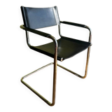 Matteo Grassi Bauhaus MG5 armchair in chrome metal and leather, 1970