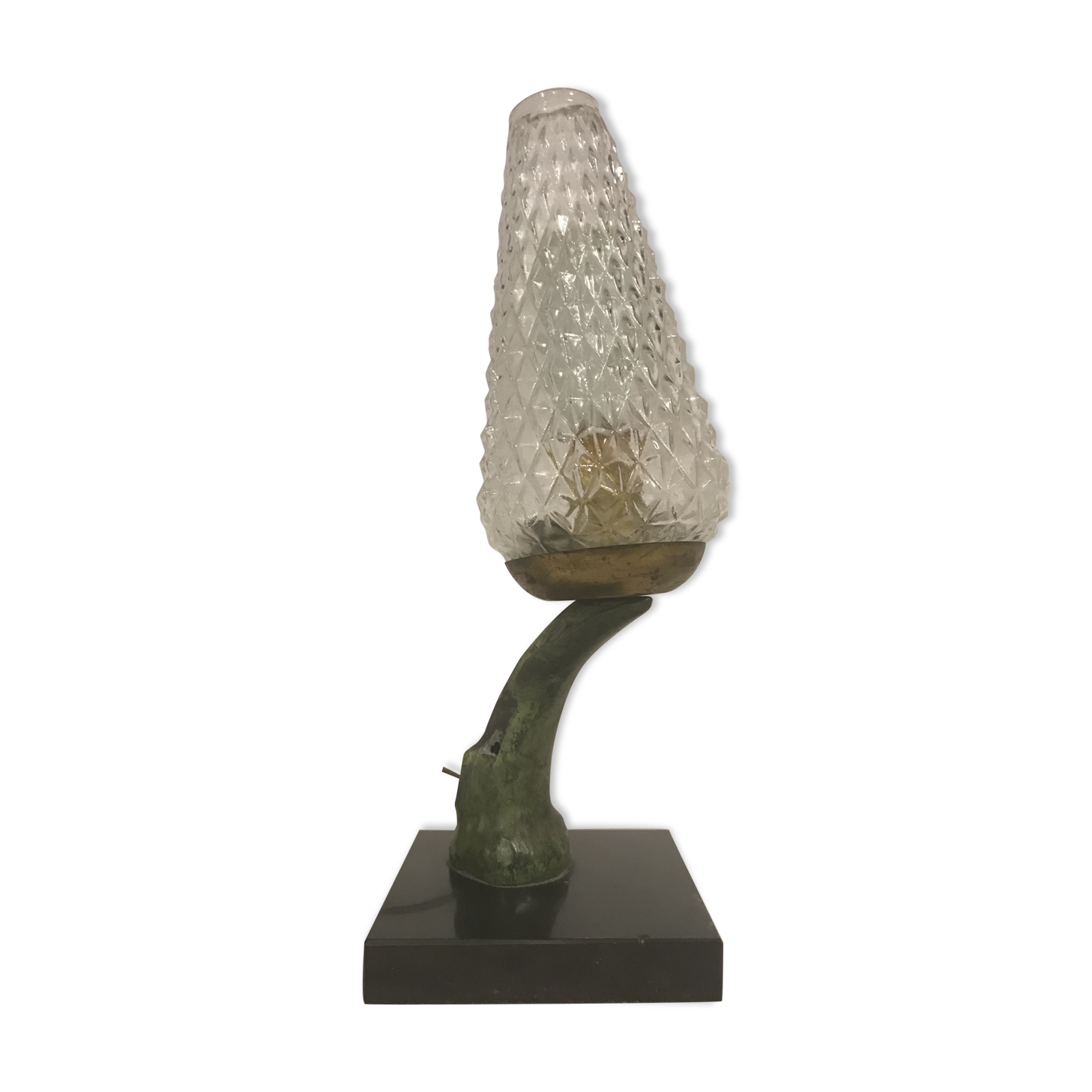 Lampe flamme marbre & bronze