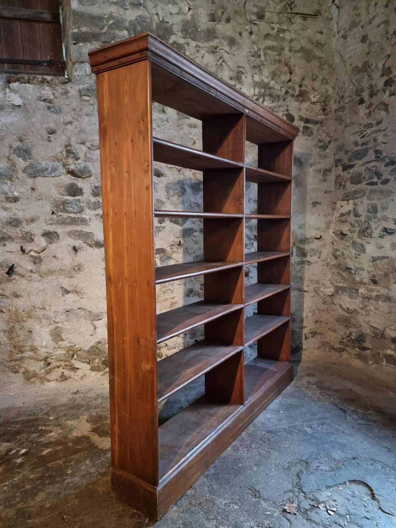 Large open shop shelf from an old French store by Chalmette, 1930s.