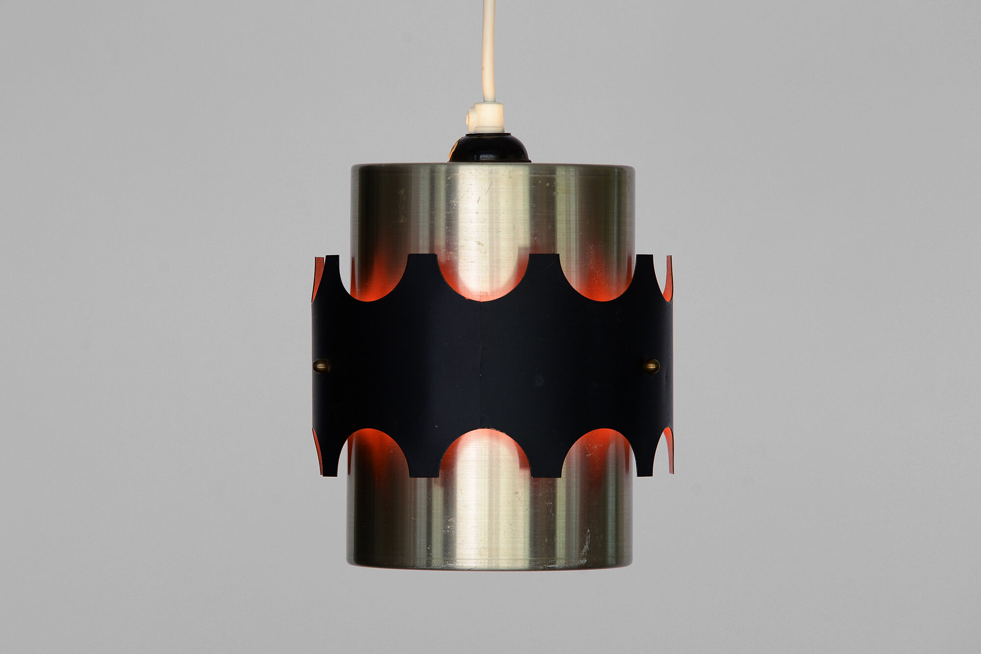 Brushed aluminum pendant light by Werner Schou for Coronell Electro. Denmark 1960s