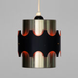 Brushed aluminum pendant light by Werner Schou for Coronell Electro. Denmark 1960s