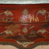 Chinoiserie Bombé Commode in Oak, Marble and Gilded Wood