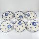 Set of 6 dessert plates, semi-porcelain Badonviller, blue flower pattern, early 20th century.